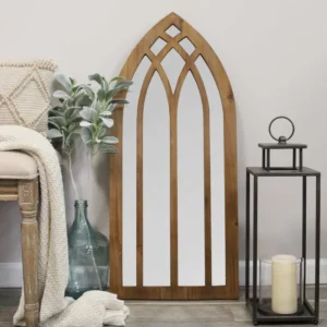 36” Gothic Inspired Arch Wood Wall Mirror