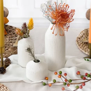 Boho Ceramic Bud Vase- White ( Set of 3)