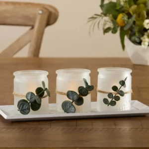 4-piece Frosted Votive & Tray Set